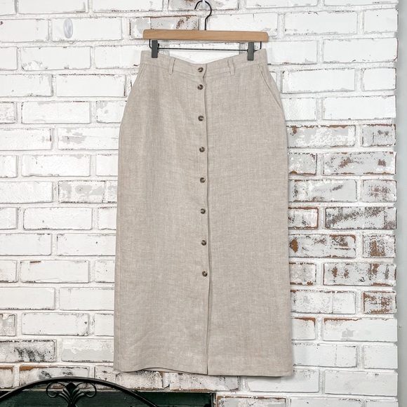 Jones New York Dresses & Skirts - Jones New York Sport Neutral Button Down Linen Midi Maxi Skirt 6/8 M